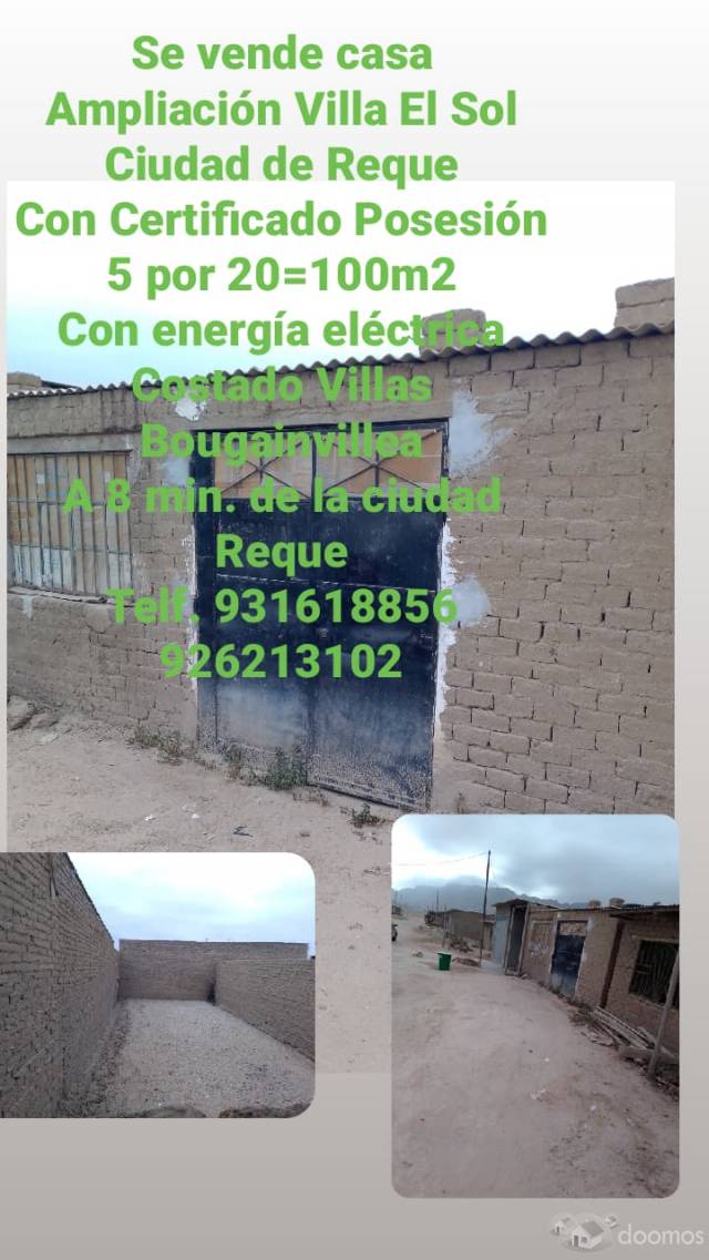 Se vende casa-Ciudad de Reque-Ampliación Villa El Sol-I etapa