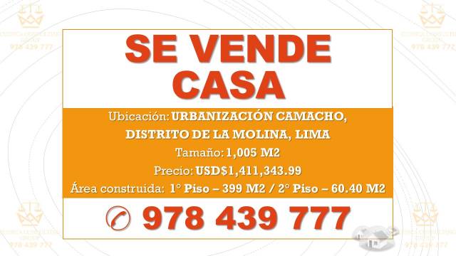 Se Vende Hermosa Casa en La Molina - Urb. Camacho