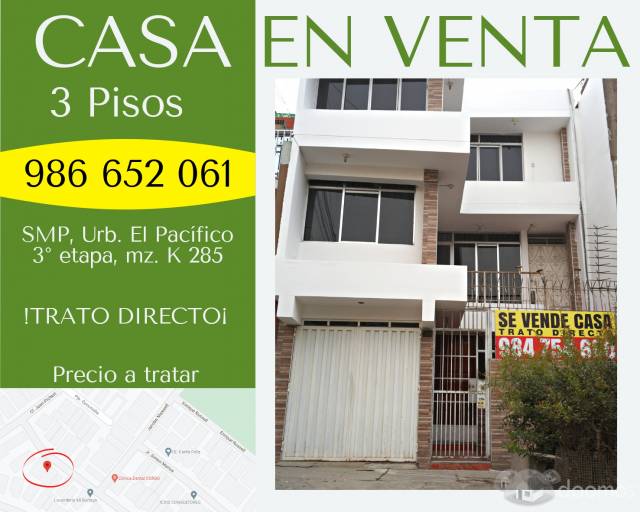 Casa de 3 pisos en venta ideal para alquiler