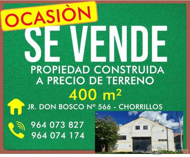 Se vende terreno de 400 m2