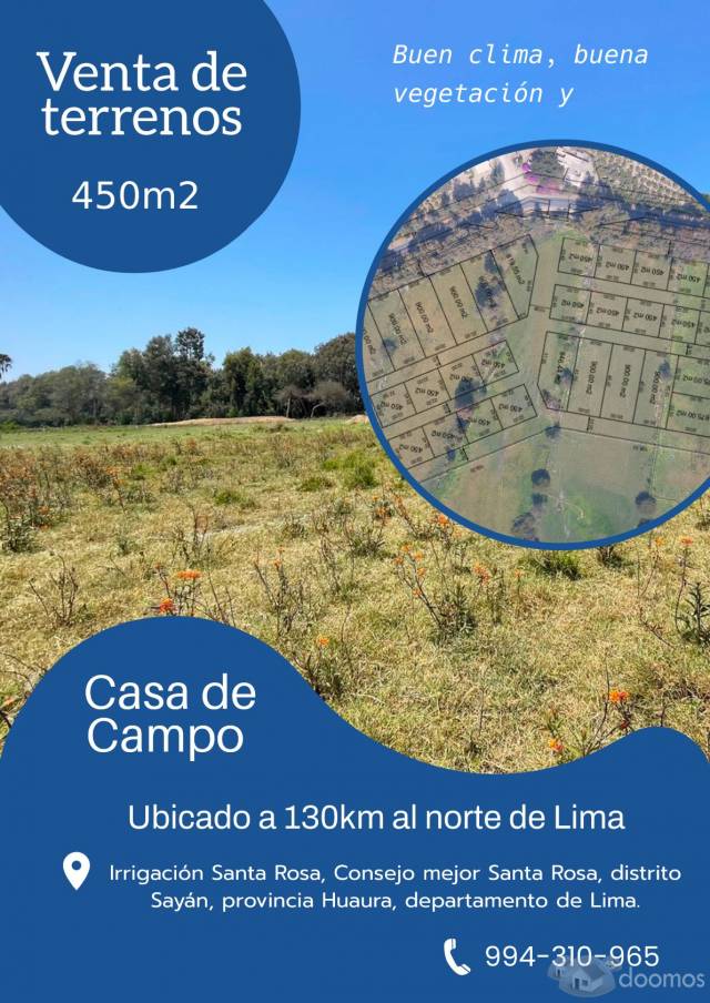 Venta de Lotes para Casa de Campo en IRRIGACIÓN SANTA ROSA