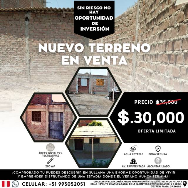 Venta de Terreno en Sullana Piura cerca al Real Plaza y Makro Supermayorista