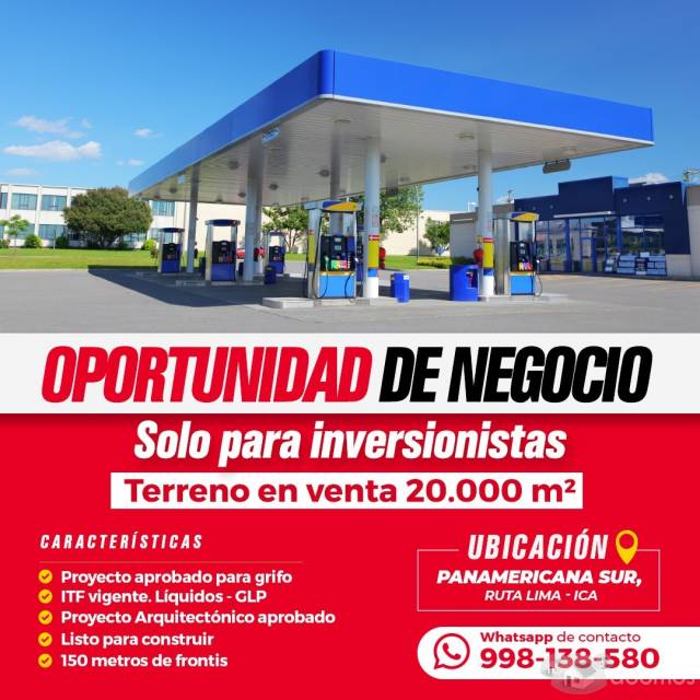 GRAN OPORTUNIDAD - TERRENO EN VENTA PARA GRIFOS