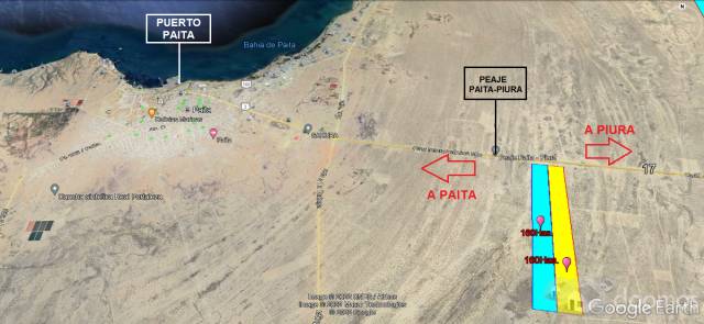 TERRENO DE 320 Has. INDUSTRIALES A PIE DE PISTA EN EL Km. 39 DE LA INTEROCEANICA - A POCOS METROS DEL PEAJE PIURA - PAITA