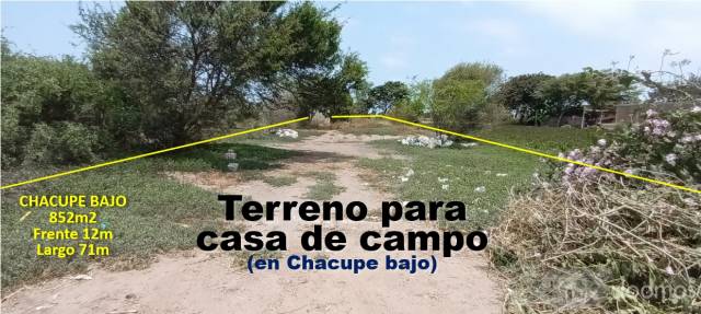 Vendo #terreno 852m2 en #Chacupe Bajo Ideal para casa de campo