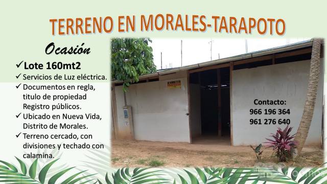 TARAPOTO VENDO LOTE 160mt2, cercado