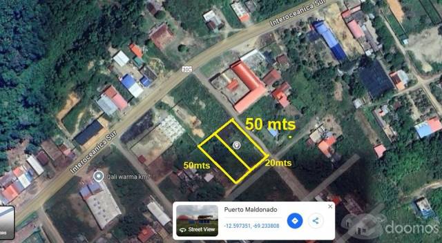 VENTA TERRENO INTEROCEANICA SUR KM7 1000MTS  - PUERTO MALDONADO