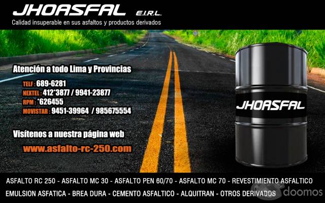 ASFALTOS RC-250 EN Perú Lima JHOASFAL E.I.R.L