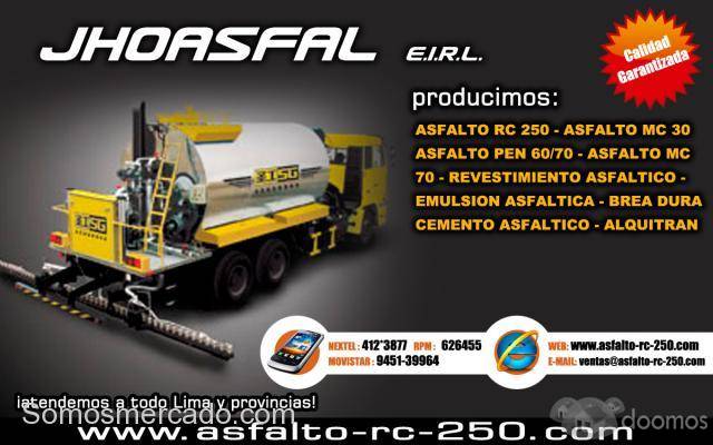 ASFALTO LIQUIDO RC-250 Perú Jhoasfal e.i.r.l