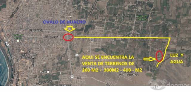 se vende terrenos 200 m2- 300m2 -400 m2 - campiña de huacho