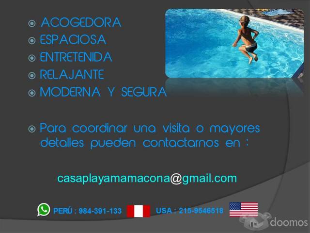 ALQUILO CASA DE PLAYA CON PISCINA PRIVADA