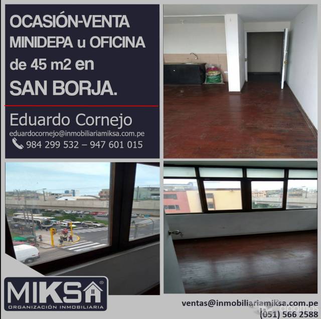 OCASIÓN-VENTA	MINIDEPA u OFICINA de 45 m2 en SAN BORJA.