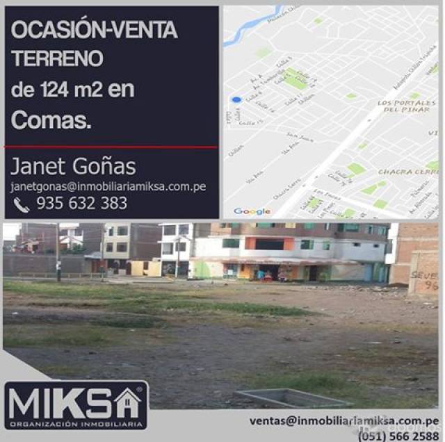 OCASIÓN-VENTA DE TERRENO DE 124 M2 EN COMAS.