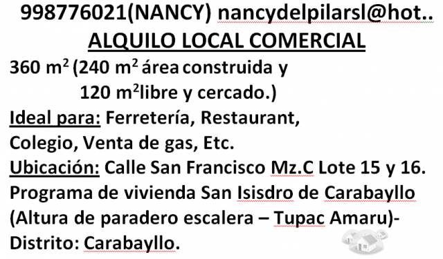 ALQUILO LOCAL COMERCIAL