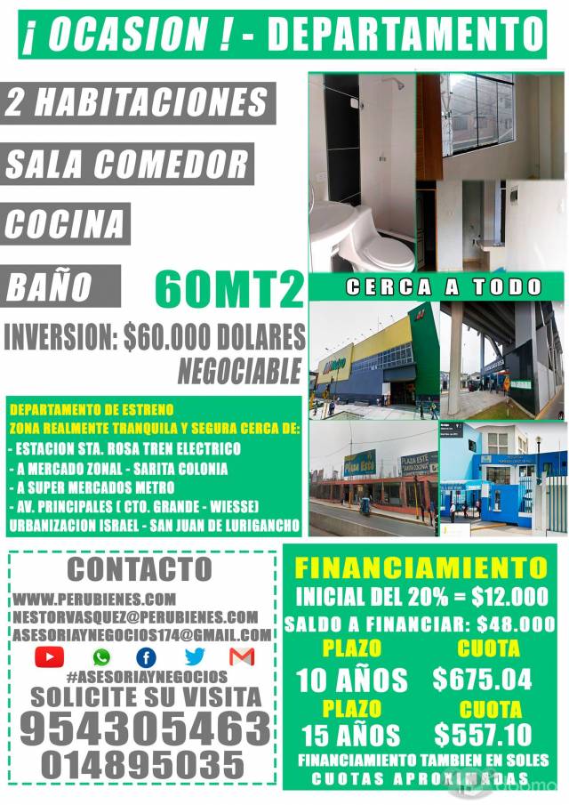 DEPARTAMENTO DE ESTRENO EN VENTA ¡¡OCASIÓN!!