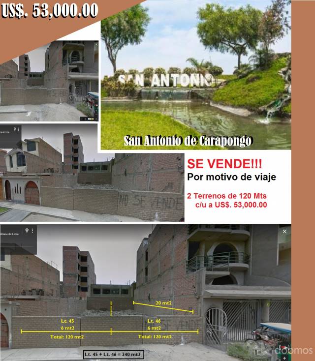 OCASIÓN !!! Vendo terreno en la mejor zona de San Antonio de Carapongo