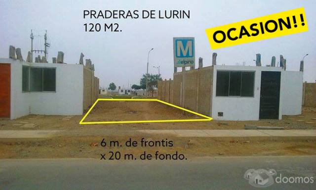 TRASPASO TERRENO 120 M2 EN PRADERAS DE LURIN