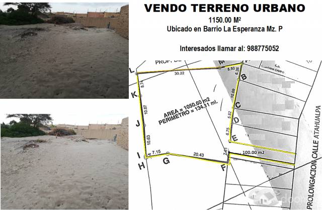 VENDO TERRENO URBANO 1150 M2, CENTRO DE REQUE