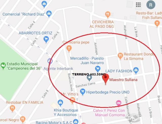 VENTA DE TERRENO ZONA COMERCIAL SULLANA CERCA DE MAESTRO HOME CENTER E HIPERMERCADO UNO