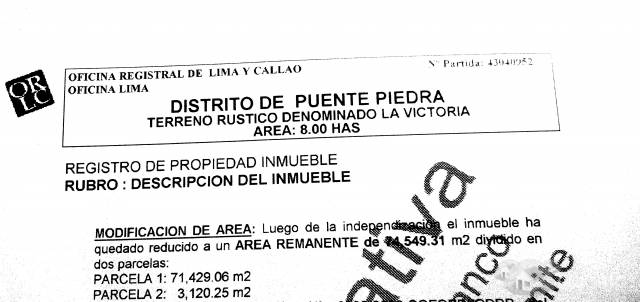 ACCIONES Y DERECHOS VENDO COMO TERRENO 569 m2 EN PTE PIEDRA URB STA ROSA